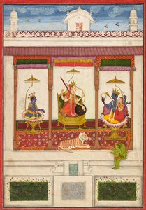Devi com Krishna e Vishnu em um Palácio, ca. 1645-1655. de Unbekannt
