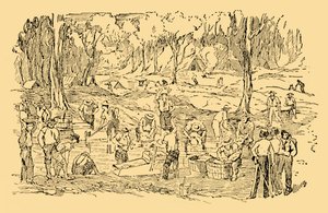 Escavação e lavagem de ouro na Austrália Em 1851, c1930. de Unbekannt