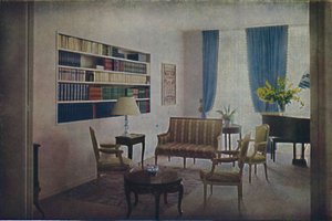 Sala de estar projetada por André Dumuys, que fica ao lado da sala de estar, da qual pode ser separada de Unbekannt