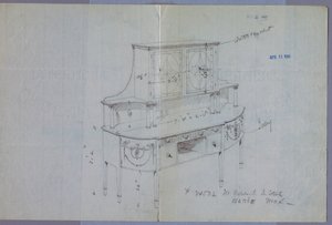 Desenho, Design para Aparador com Armário de Vidro Acima de Unbekannt