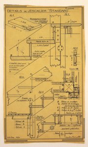 Desenho, Desenho para uma Casa em Massa Desenhada por Hector Guimard, Construção de Escadas de Unbekannt