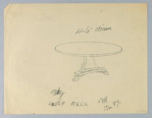 Desenho, Desenho para uma Mesa Redonda sobre Base Triangular de Unbekannt
