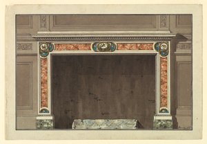 Desenho, Elevação de um Mantelpiece de Unbekannt