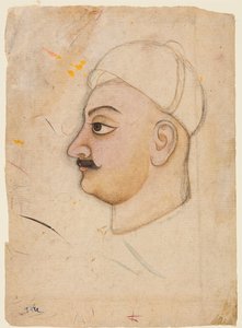 Desenho da cabeça de um homem com um turbante incomum, c. 1780 de Unbekannt