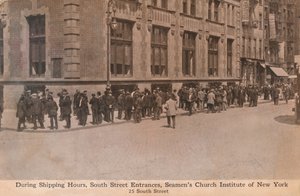 Durante o horário de envio, Entradas na South Street, Seamens Church Institute de Nova York, c1888. de Unbekannt