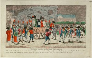 Queima de Efígie de Klinglin, Heymann e Bouille em 25 de junho de 1791 em Estrasburgo, 1791. de Unbekannt