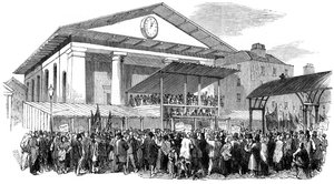 Hustings eleitorais em Covent Garden durante a eleição de Westminster, Londres, 1852 de Unbekannt
