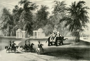 Elefantes e guarda corporal no Parque Barrackpore, 1820, 1925. de Unbekannt
