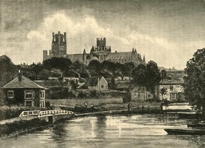 Catedral de Ely, da ponte ferroviária, 1898. de Unbekannt