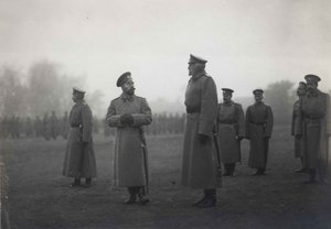 Imperador Nicolau II e Grão-Duque Nikolai Nikolaevich em Baranovichi, setembro de 1914, 1914 de Unbekannt