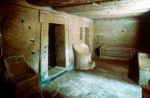 Entrada para uma tumba em uma necrópole etrusca, Cerveteri Caere Itália, séculos VII-VI aC de Unbekannt