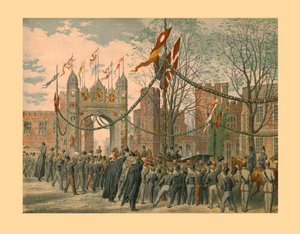 Escola de Eton e o arco dos meninos, 1863. de Unbekannt