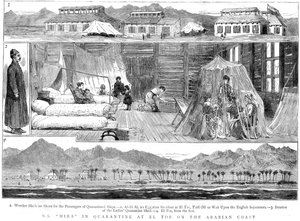 Europeus em um campo de quarentena de varíola em El Tor, norte da África, 1884 de Unbekannt