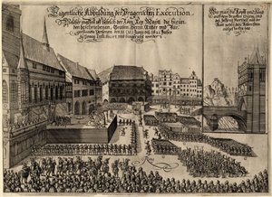 Execução de 27 líderes protestantes na Praça da Cidade Velha, em Praga, em 21 de junho de 1621, 1621 de Unbekannt