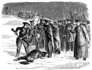 Prisioneiro russo exilado sendo disciplinado, 1874 de Unbekannt