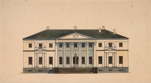 Fachada da casa na propriedade Golitsyn Petrovo-Dalneye, primeiro trimestre do século XIX. de Unbekannt