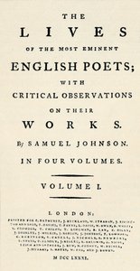 A página de rosto do fac-símile reduzida de Johnsons Lives of the Poets - reeditada em formato separado. T de Unbekannt
