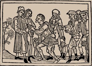 Agricultores na entrega de seus impostos aos proprietários, 1479. de Unbekannt