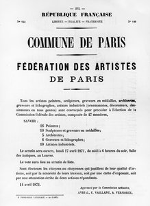 Federation des Artistes, de pôsteres políticos franceses da Comuna de Paris, maio de 1871 de Unbekannt
