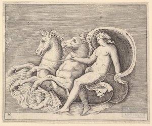 Nu feminino com dois cavalos-marinhos, publicado ca. 1599-1622.