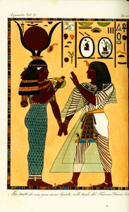 Figura da deusa egípcia Hathor com o rei Seti I do seu túmulo em Tebas, descoberta por Giovanni Battista Belzoni de Unbekannt