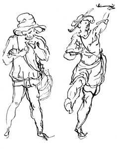 Figuras desenhadas por Inigo Jones para a máscara, 1893 de Unbekannt