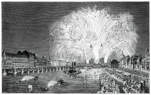 Fogos de artifício na ponte, Paris, 1754, 1885 de Unbekannt