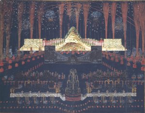 Fogos de artifício e iluminação em 25 de abril de 1742 em Moscou, meados do século XVIII. de Unbekannt