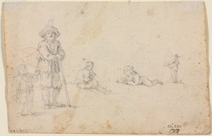 Estudos de cinco figuras, 1600s. de Unbekannt