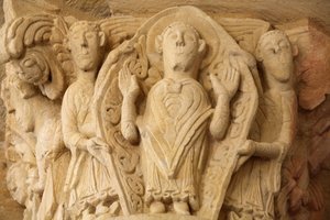 Basílica da abadia de Fleury - capital do alpendre representando Saint Martin Saint Benoit sur Loire França de Unbekannt