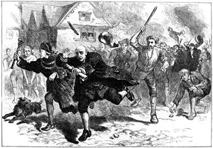 Voo de Thomas Hutchinson antes dos manifestantes, Boston, Massachusetts, 1765 c1880 de Unbekannt