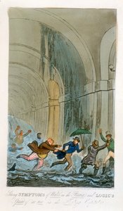 Inundações durante a escavação do túnel do Tamisa, Londres, 1828 de Unbekannt