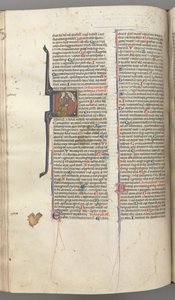 Fol. 220v, Salmo 38, historiada inicial D, Davi ajoelhado, gesticulando para o busto de Deus acima, c. 1 1 de Unbekannt