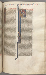 Fol. 238r, Provérbios, P inicial historiado, Salomão instruindo Roboão, c. 1275-1300. de Unbekannt