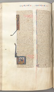 Fol. 292v, Jeremias, historiaram o V inicial, o apedrejamento de Jeremias, c. 1275-1300. de Unbekannt