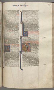 Fol. 317r, Baruch, historiador inicial H, Baruch sentado em uma mesa escrevendo em um pergaminho, c. 1275-1300. de Unbekannt