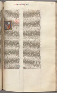 Fol. 350r, Oséias, historiou V inicial, Oséias pregando a três homens. c. 1275-1300. de Unbekannt
