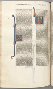 Fol. 354v, Amós, historiada inicial V, Amós ajoelhado em oração, busto de Deus acima, c. 1275-1300. de Unbekannt
