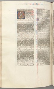 Fol. 368v, Malaquias, inicial O historiada, Malaquias sentado com um pergaminho, c. 1275-1300. de Unbekannt