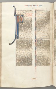 Fol. 453v, Colossenses, historiador inicial P, Paulo de pé conversando com o busto de Deus acima, c. 127 de Unbekannt