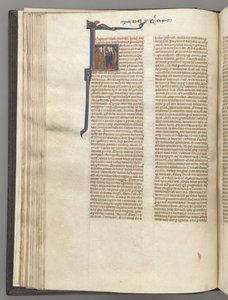 Fol. 62v, Deuteronômio, historiada inicial H, Moisés com chifres e pregação de pergaminho ..., c. 1275-1300 de Unbekannt