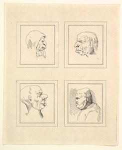 Quatro cabeças de Characaturas de Leonardo da Vinci, de Desenhos de Wincelslaus Hollar, o ..., 1786. de Unbekannt