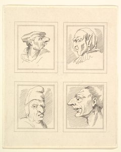 Quatro cabeças de Characaturas de Leonardo da Vinci, de Desenhos de Wincelslaus Hollar, o ..., 1786. de Unbekannt