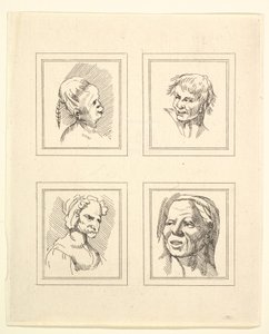 Quatro cabeças de Characaturas de Leonardo da Vinci, de Desenhos de Wincelslaus Hollar, o ..., 1786. de Unbekannt