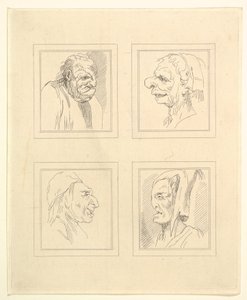Quatro cabeças de Characaturas de Leonardo da Vinci, de Desenhos de Wincelslaus Hollar, o ..., 1786. de Unbekannt