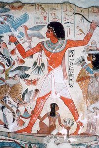 Fowling nos pântanos: pintura de parede do túmulo de Nebamun, Tebas, Egito, c1350 aC de Unbekannt