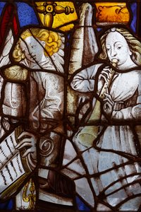 França, Ilha de França, Paris: fragmentos de vitrais da igreja de São Sverin dos séculos XV e XVI, Anjos músicos, Museu Carnavalet em Paris de Unbekannt