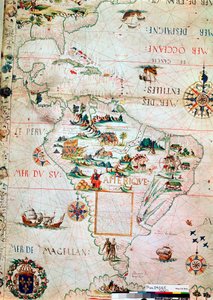 Mapa francês da América Central e do Sul, francês, 1550 de Unbekannt