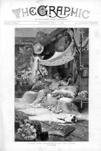 Atriz francesa Sarah Bernhardt em seu estúdio em Paris, França, 1890 de Unbekannt