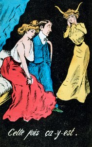 Cartão postal de caricatura de adultério francês, c1900 de Unbekannt